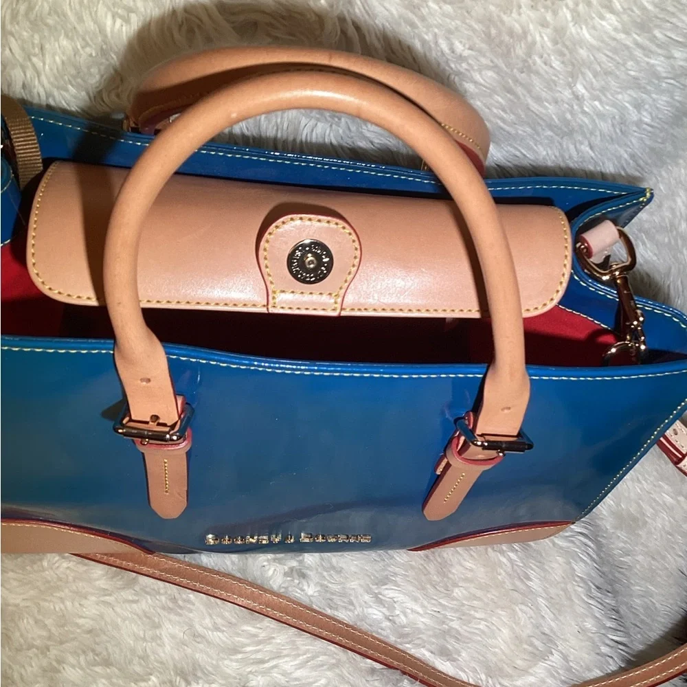 Dooney & Bourke Janine Blue patent leather satchel bag